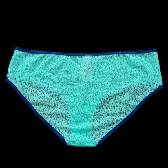 Victorias Secret low rise sexy sheer animal print Lace Hiphugger panty Mint M - Picture 2 of 4